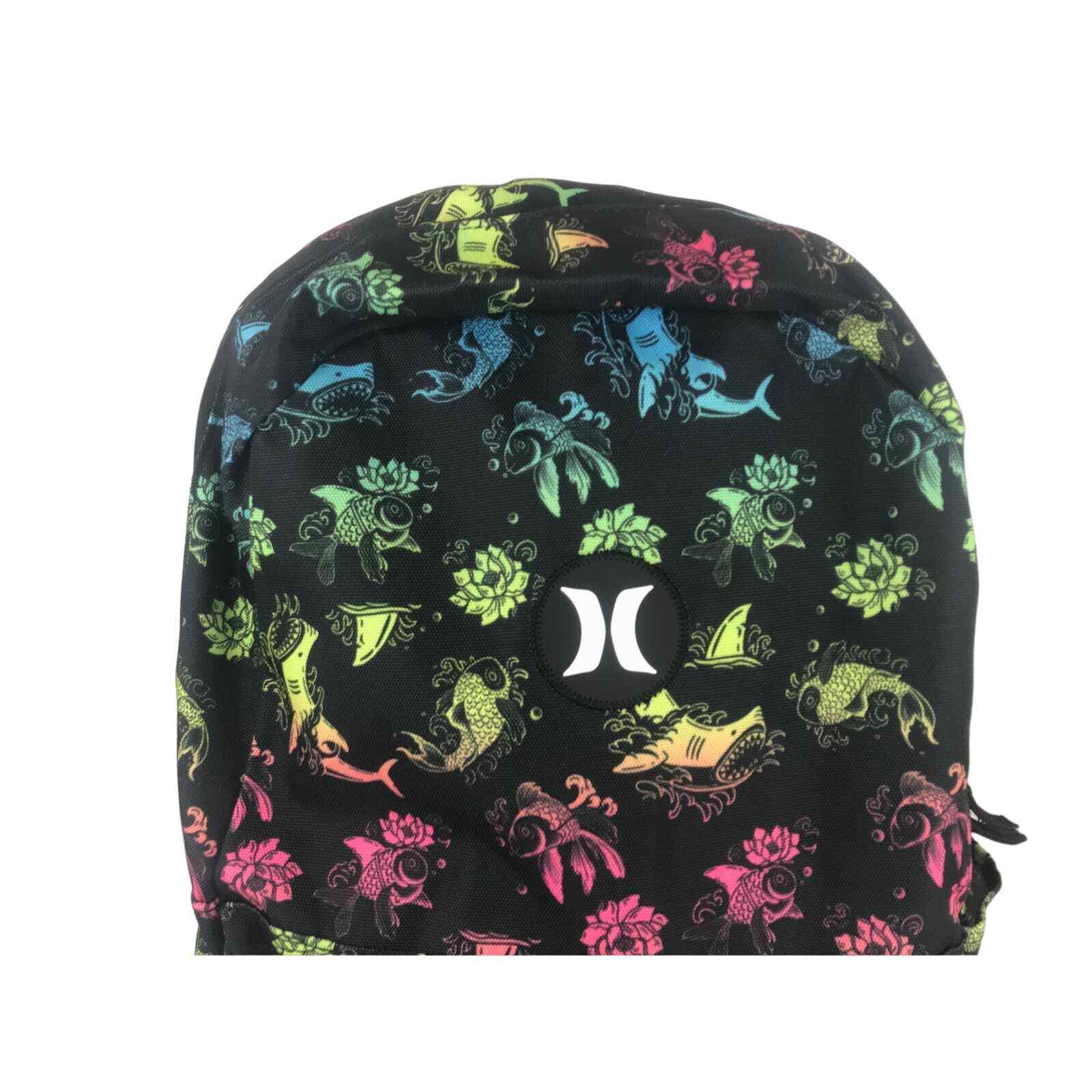 Hurley black ocean theme school backpack book bag New