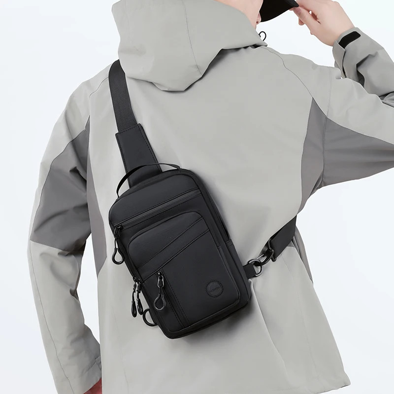 Soft Waterproof PU Leather Chest Bag Men Fashion Casual Sling Crossbody Shoulder