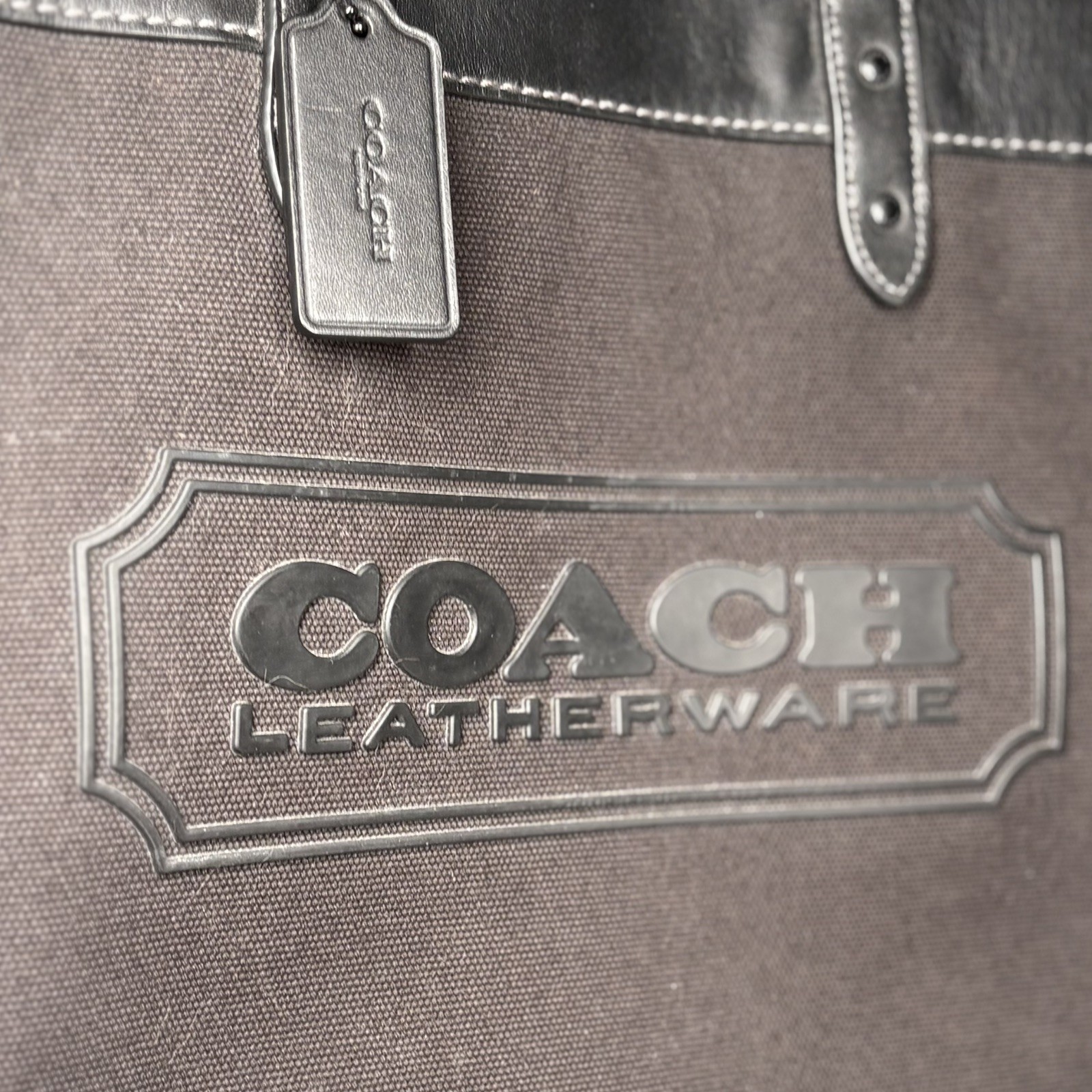 COACH ‘Restored’ Field Tote 40 Organic Cotton Canvas Leather Bag Style CJ530