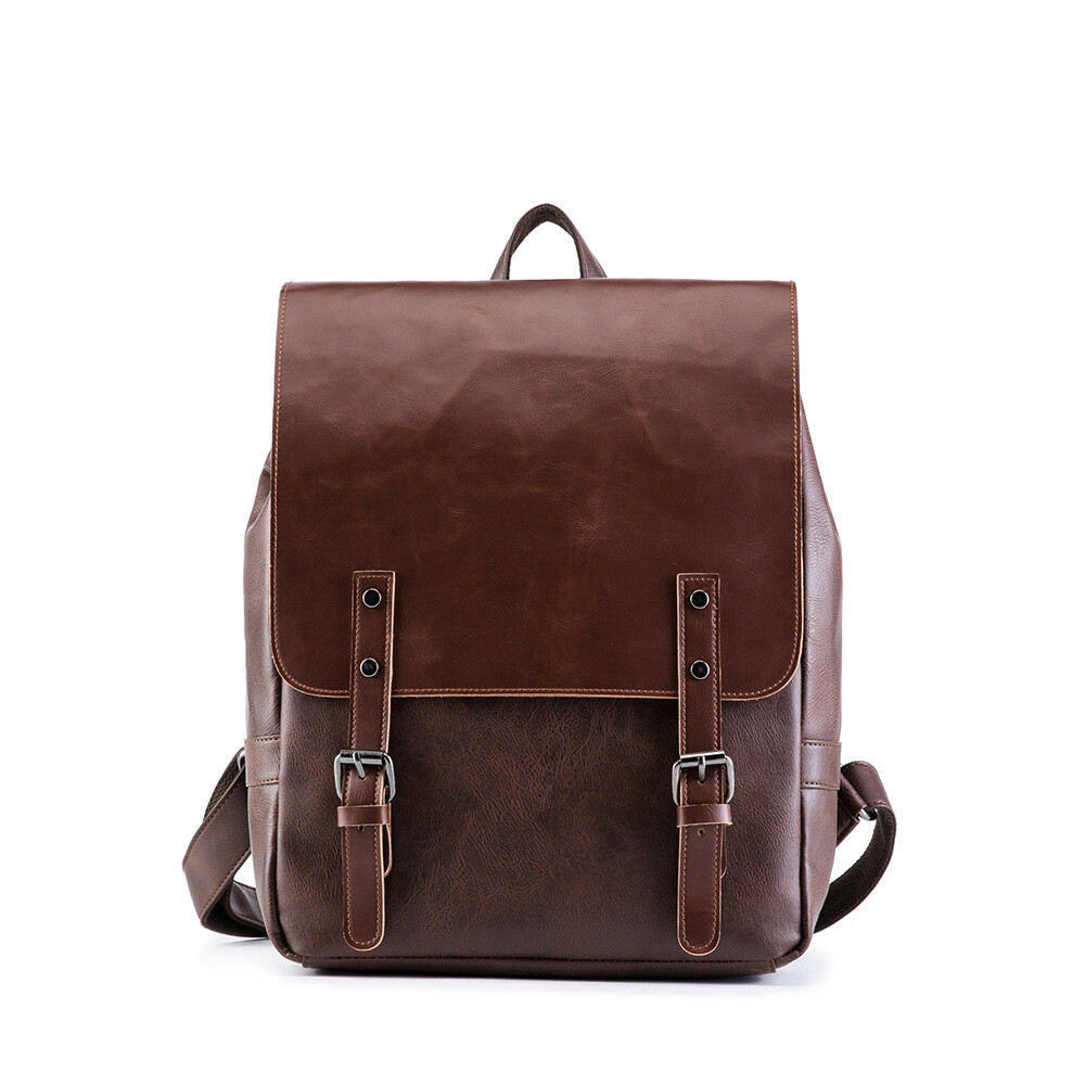 Men Large Capacity Leisure Travel Backpack Student Backpack Leather Backpack