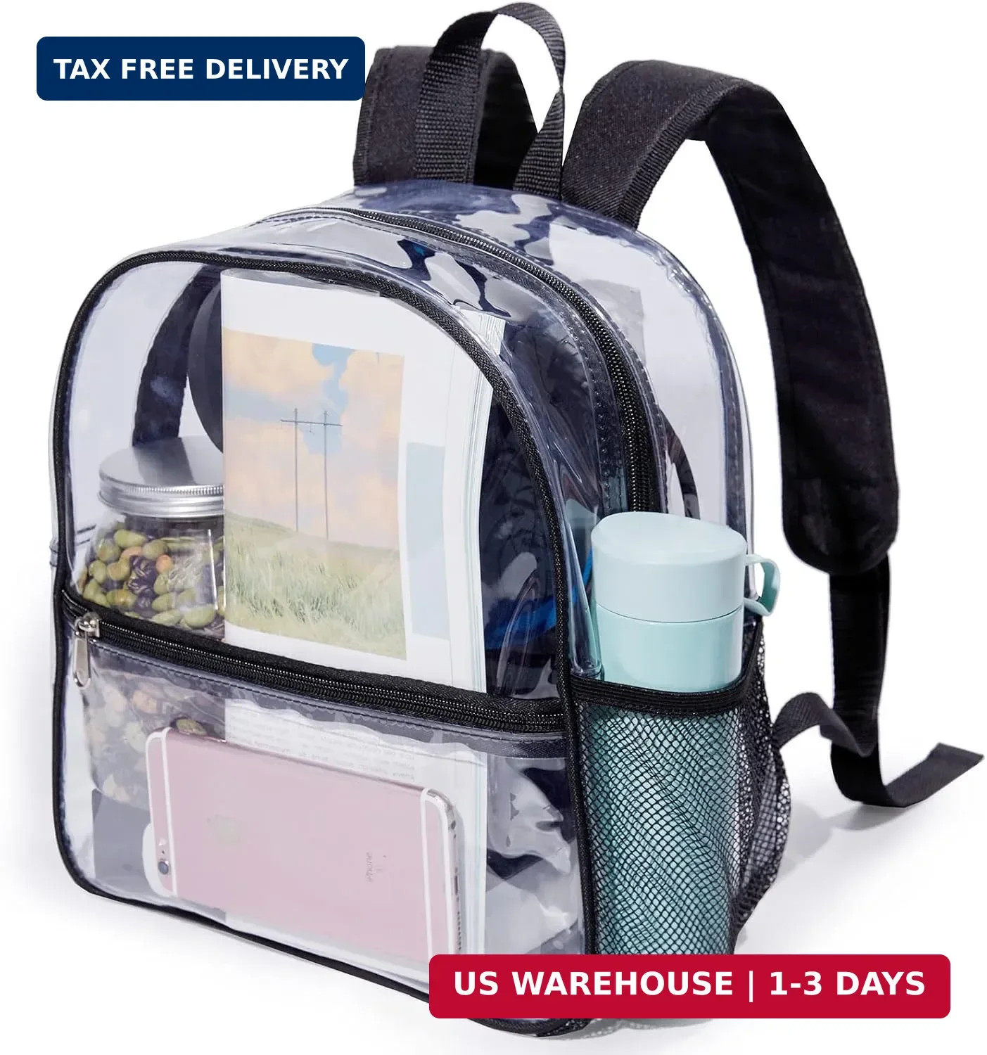 Clear Backpack for Stadium Approved 12×6×12, Small Clear Bag for Stadium Events