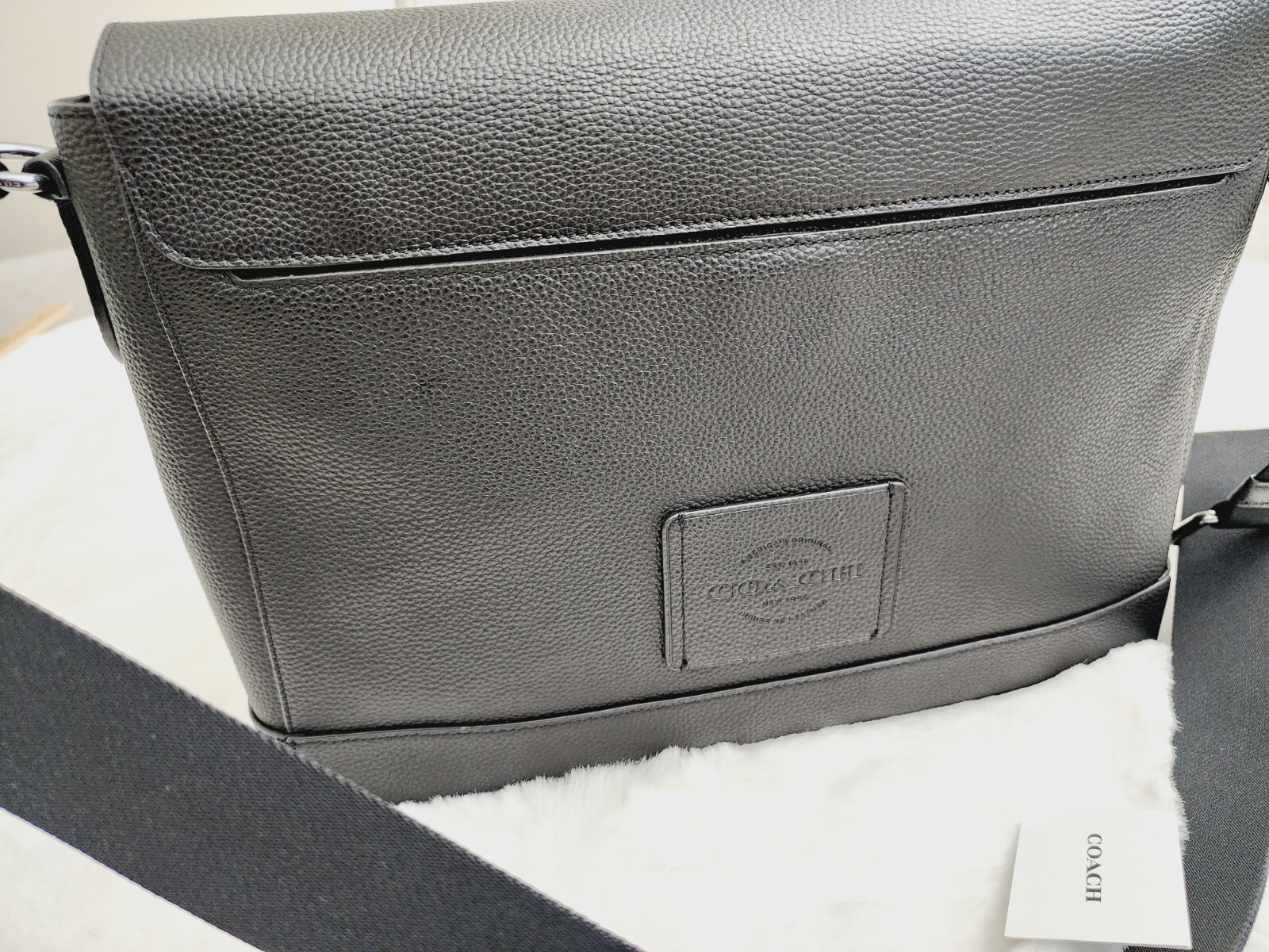 Coach Hudson Messenger Men’s Bag Pebble Leather Black 88892 Unisex Authentic