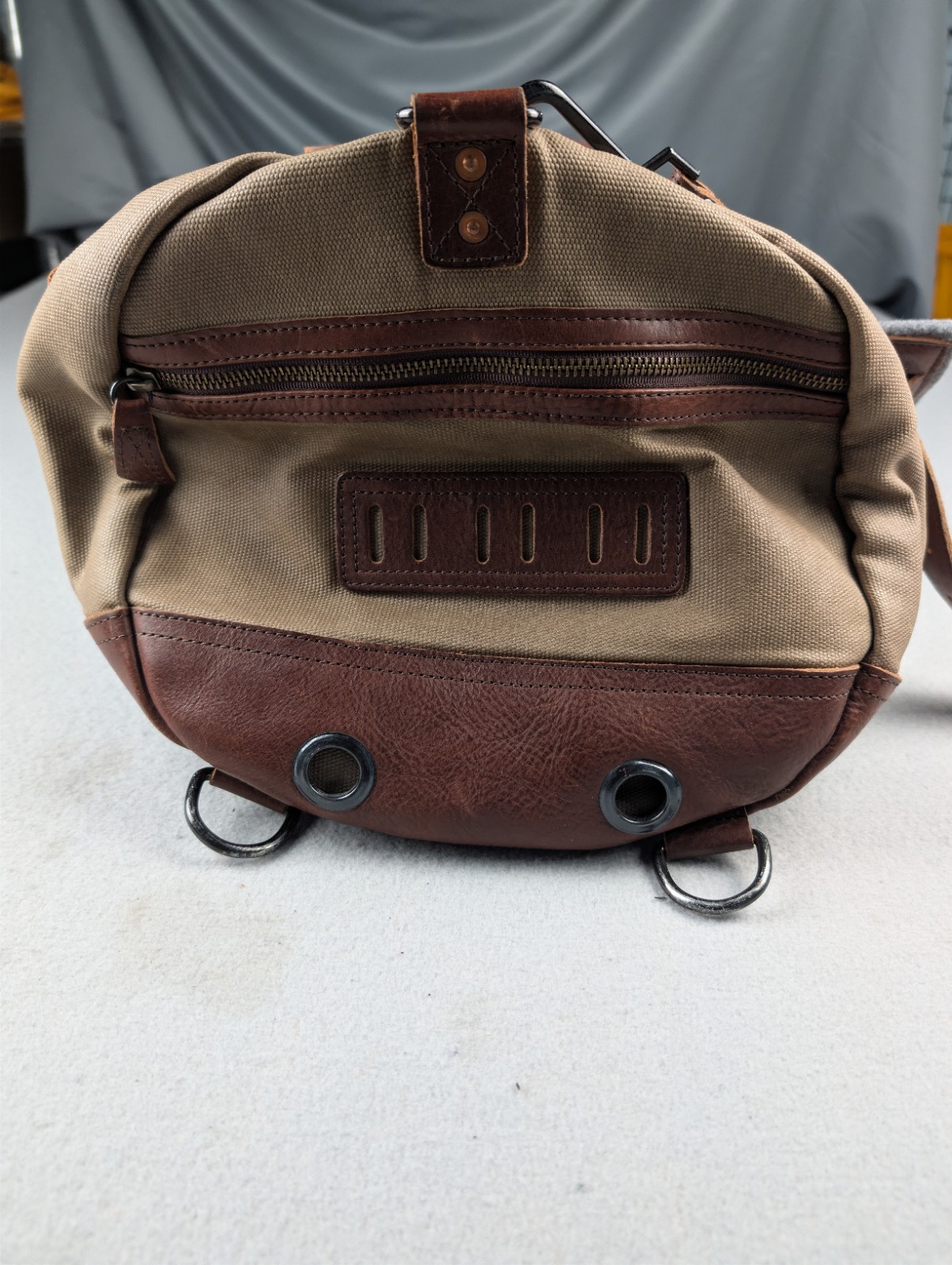 Buffalo Jackson Dakota Waxed Canvas Duffle Bag Leather Has Strap Missing Handles