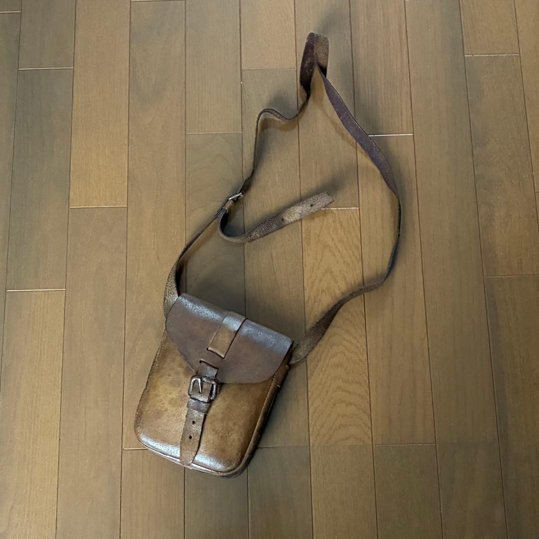 Vintage Leather Brown Shoulder Bag Used, 7.1×5.7in, Delicate Condition