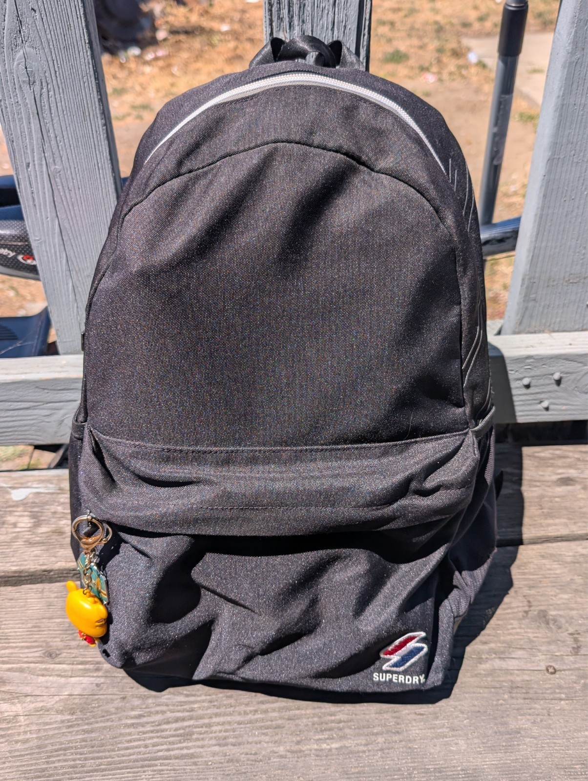 Superdry Black Backpack Bookbag Laptop School Travel Daypack Unisex 17″