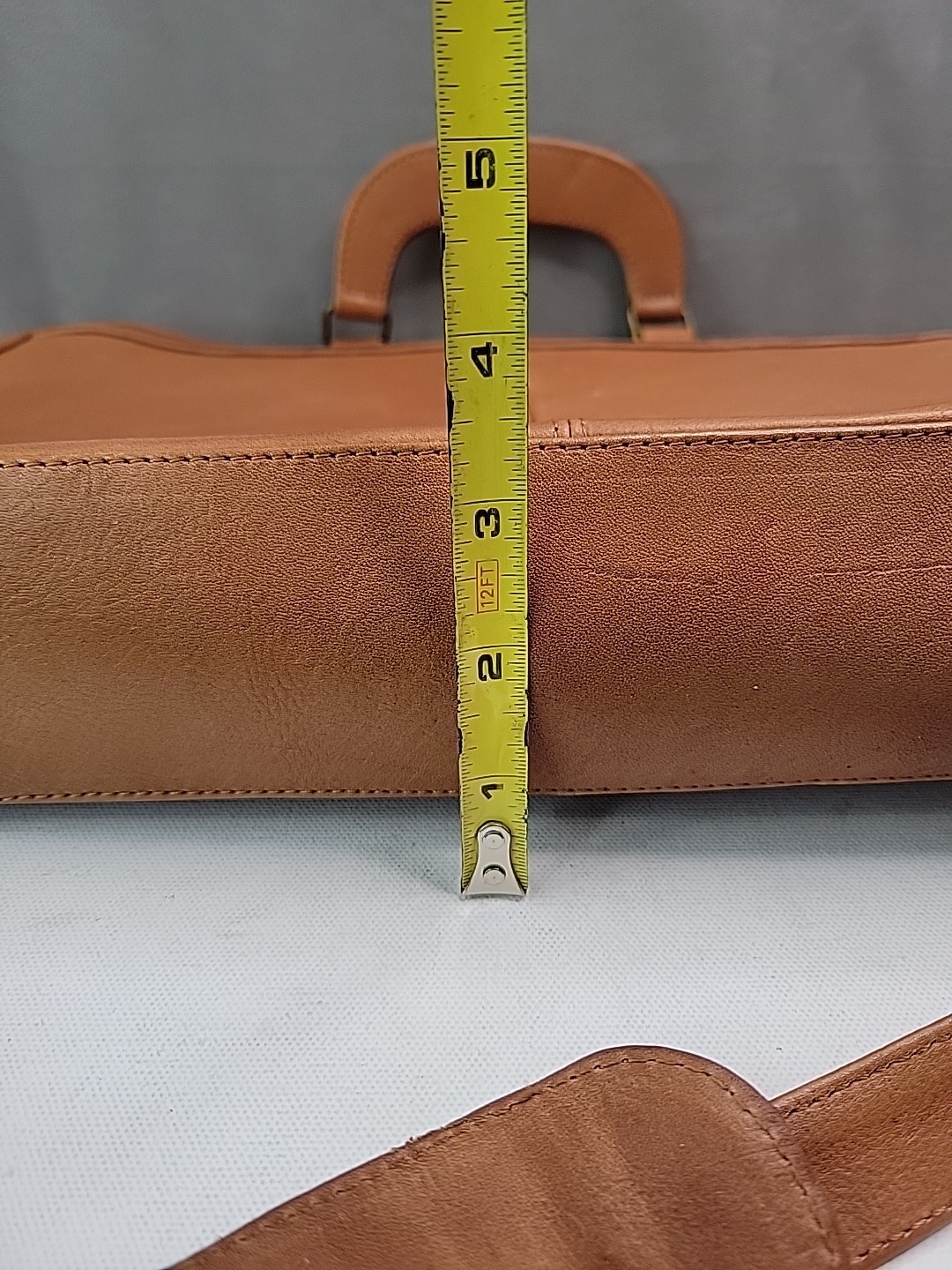 Vintage Leather Briefcase Tan Cognac Attache Messenger Crossbody Bag -BEAUTIFUL!
