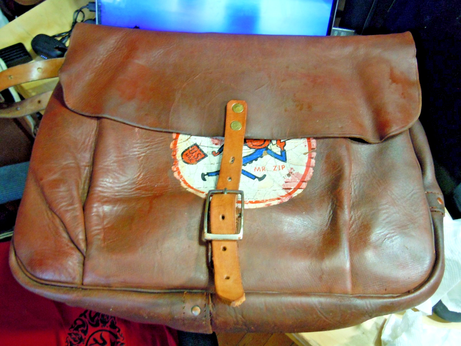 VTG Rare USPS US Leather Mail Postal Carrier Messenger Briefcase Bag # 31