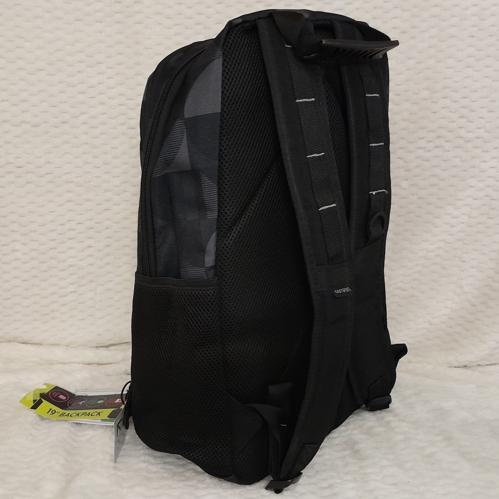 Eastsport Unisex Pro 19″ Backpack Expandable Recycled Studio Geo Black Gray