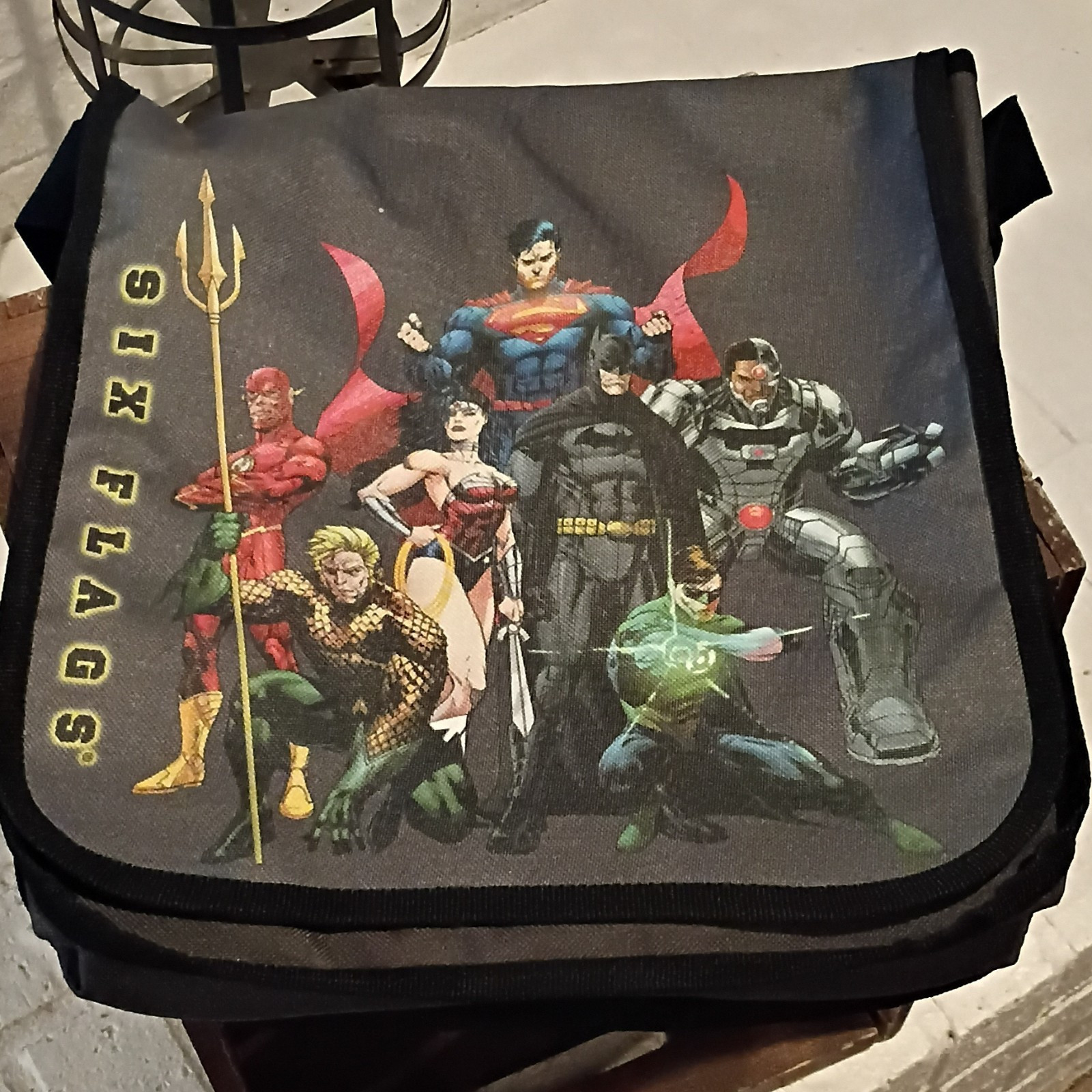 Justice League Batman Superman Messenger Shoulder Bag Black Adjustable Strap