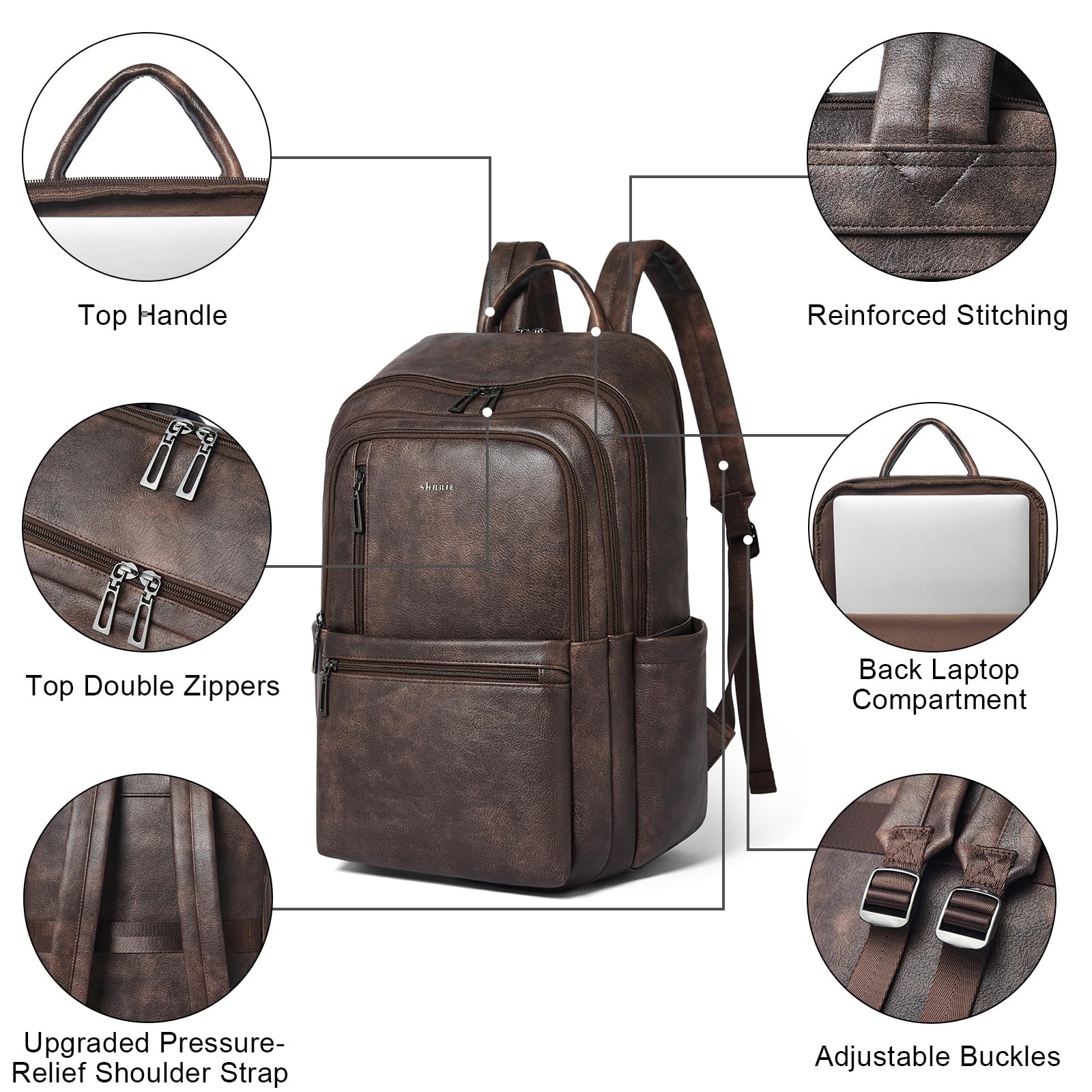 Leather 17 inch Laptop Backpack for Women, Large Travel Backpack Purse for Ca…