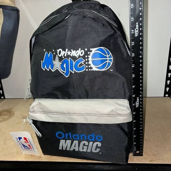 Vintage Orlando Magic Backpack Bag Black NBA Nasco Lightweight Printed