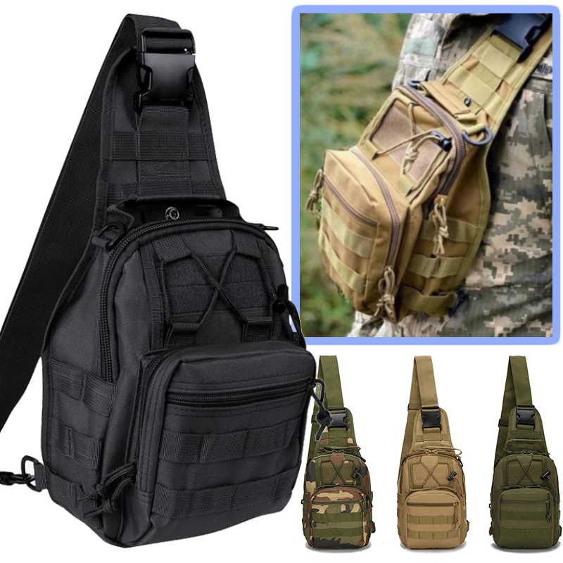Men Backpack Molle Tactical Sling Chest Pack Shoulder Bag Outdoor Travel Hiking