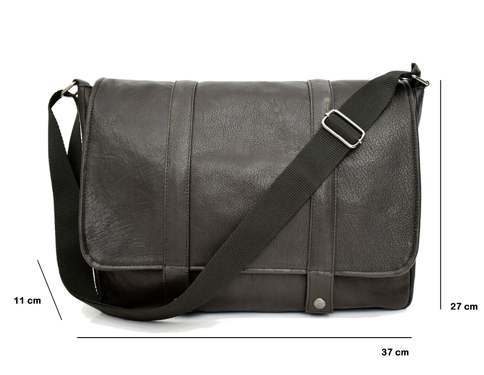 Men’s Real Leather Black Shoulder Bag Messenger Folder VIETRI LEATHER