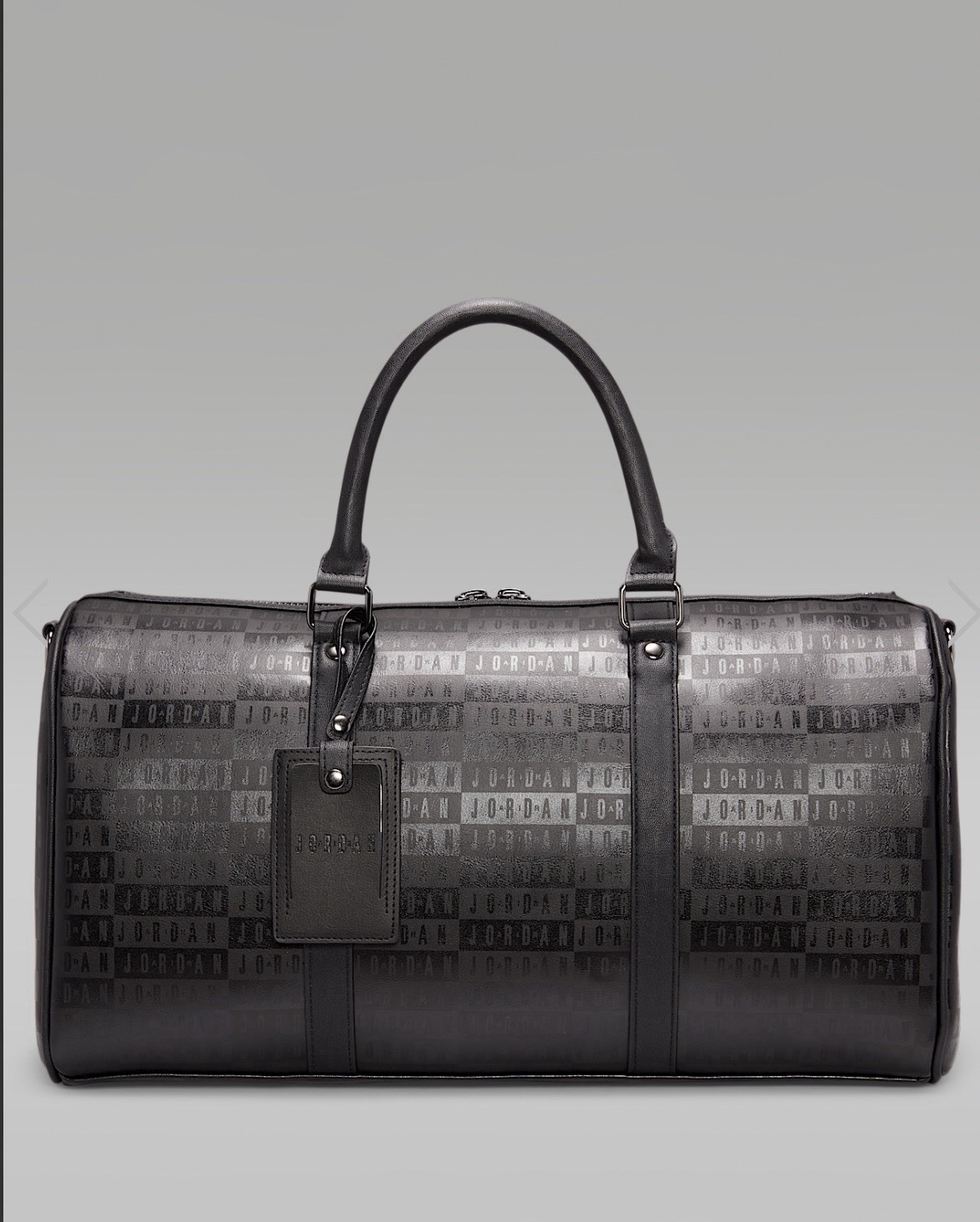 Jordan Black Embossed Leather Carryall Duffle Travel Luggage Bag AUTHENTIC NEW