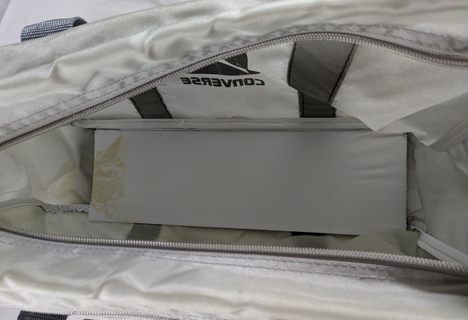 Converse All Star Duffle Gym Bag Gray Logo Zipper Pulls Fold Flat 90’s Vintage