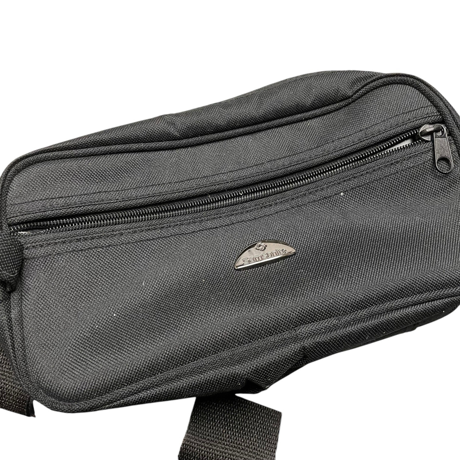 Samsonite Black Canvas Shaving Kit Dopp Toiletry Bag 2 Compartments + Pocket