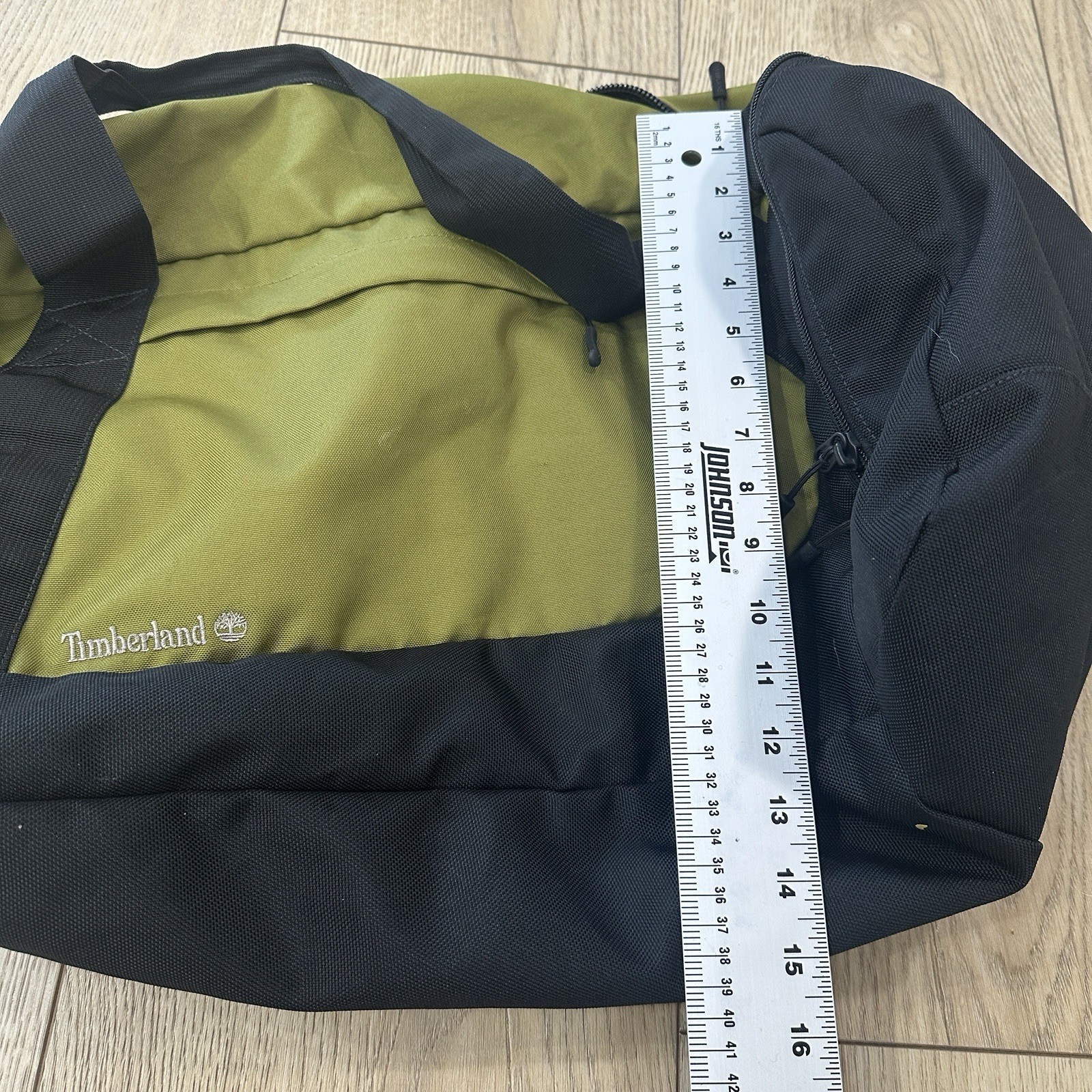Timberland Olive green and black duffel bag 16x12x10 Inch