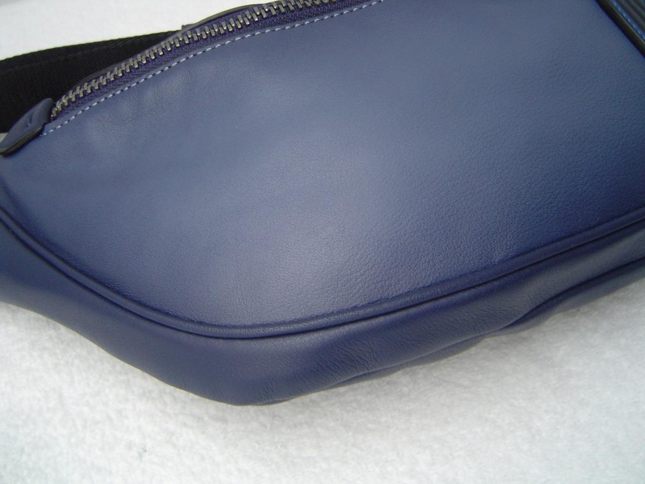 AUTHENTIC COACH MENS SMOOTH BLUE LEATHER RIVINGTON BELT BAG #89079 EUC/LN