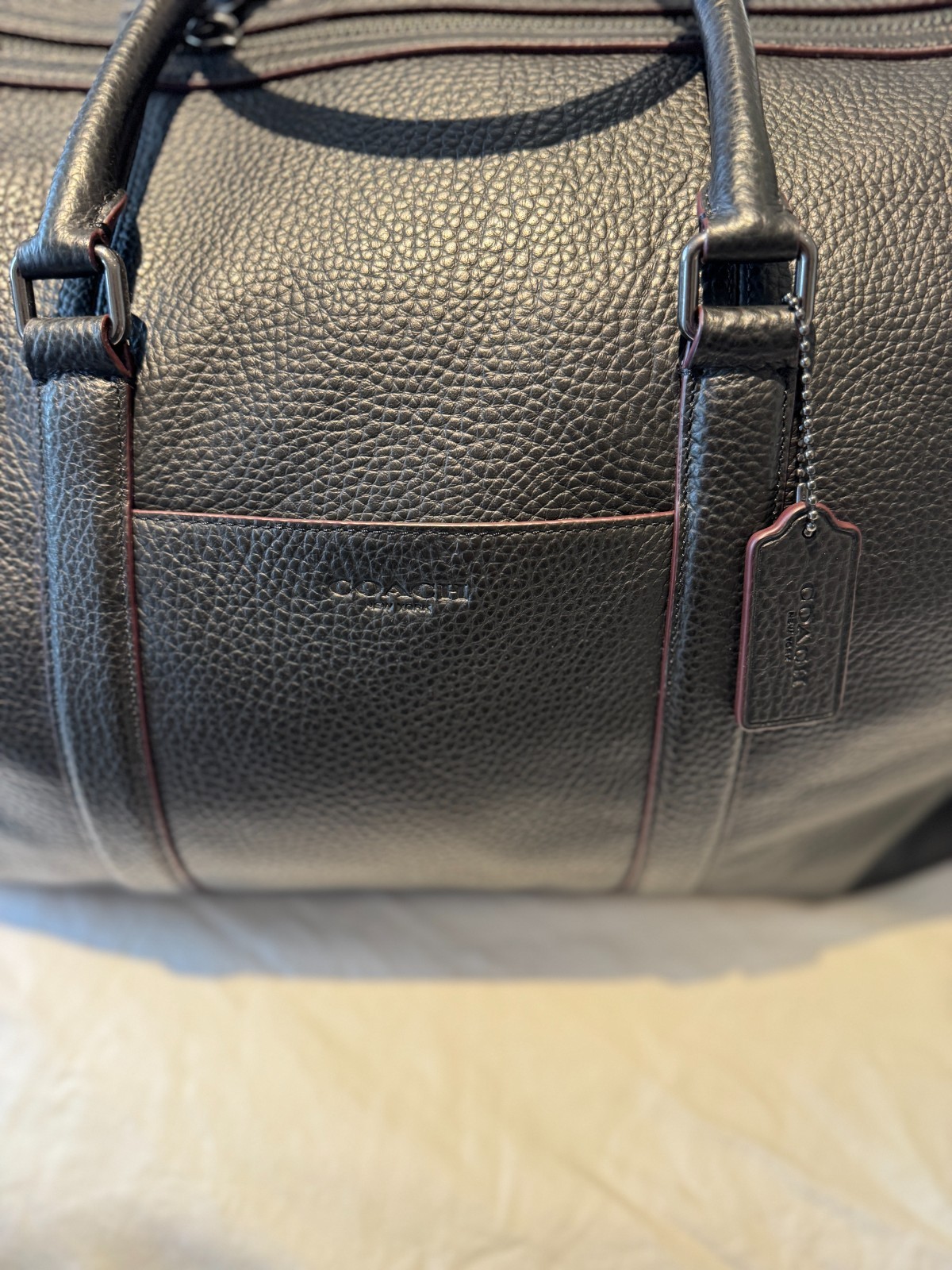 Coach Trekker 52 Black Pebbled Leather Duffle Weekender Bag F78129