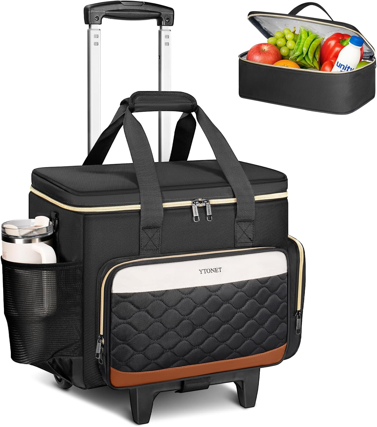 Rolling Teacher Bag with Insulated Lunch Carrier & Dolly for Easy Transport