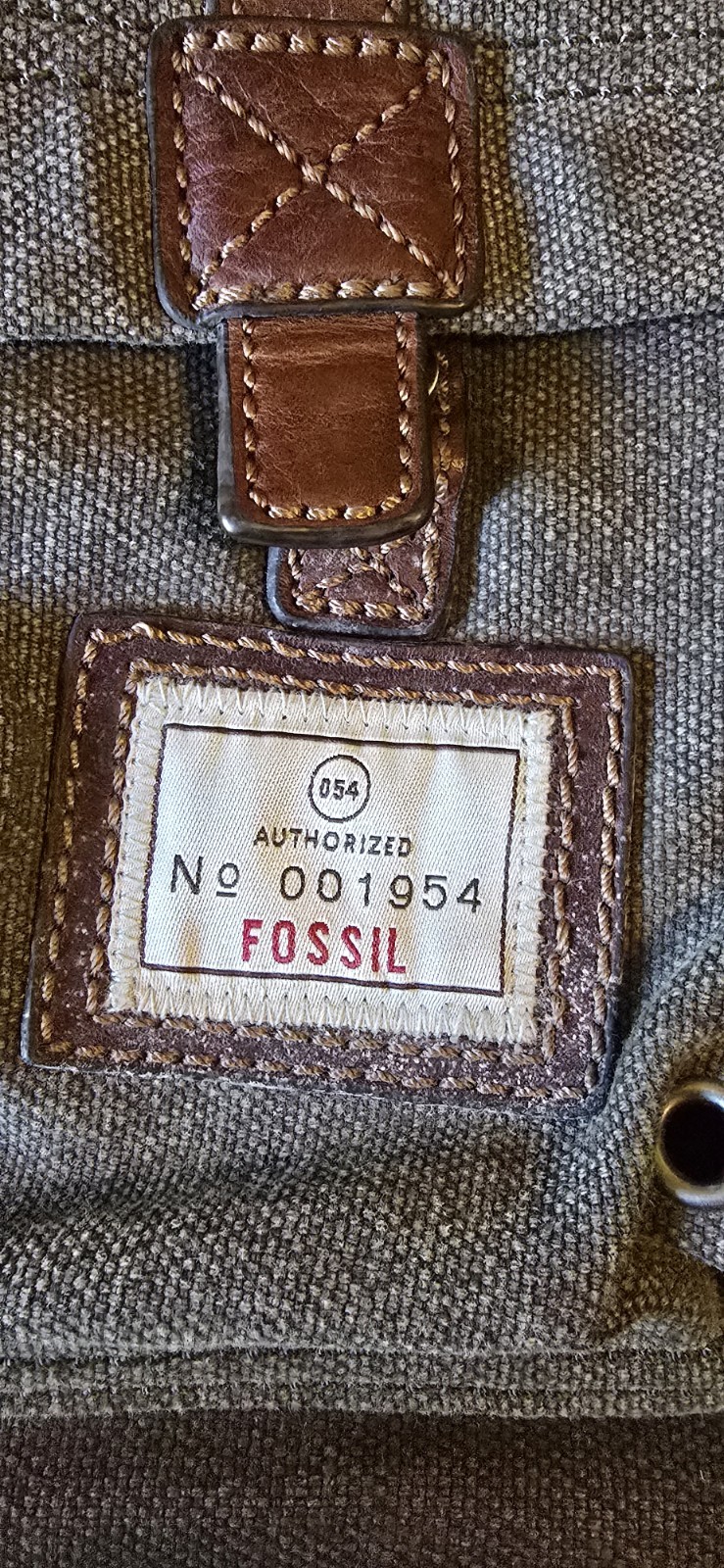 Fossil Canvas Leather Duffle Bag Army Green Adjustable Removeable Strap