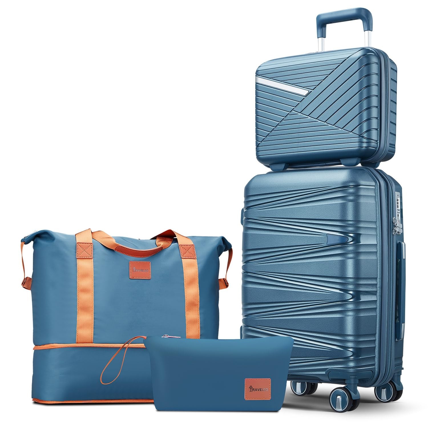 Best 4 Piece Carry On Luggage Set 20 Inch, Expandable PP Hardshell Suitcase with