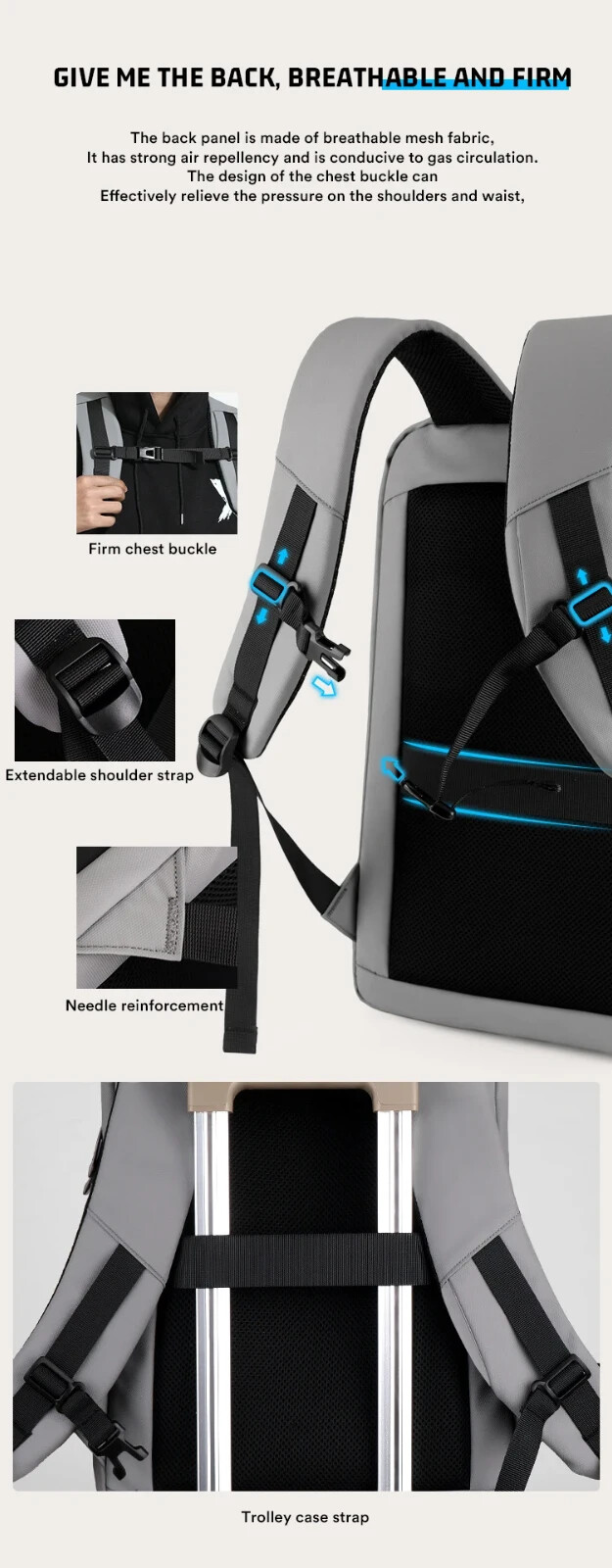Men’s 17.3 Inch Laptop Business Backpack Waterproof Hard Shell Backpack E-sport