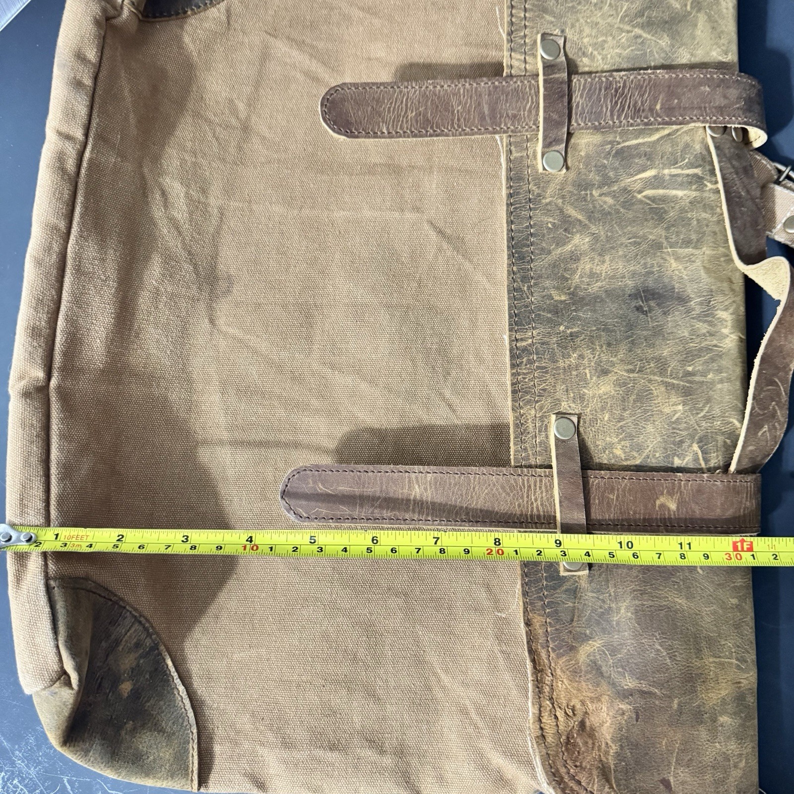 Sugarboo & Co Brown Leather & Canvas Messenger or Laptop Bag w/ Adj Strap, Lined