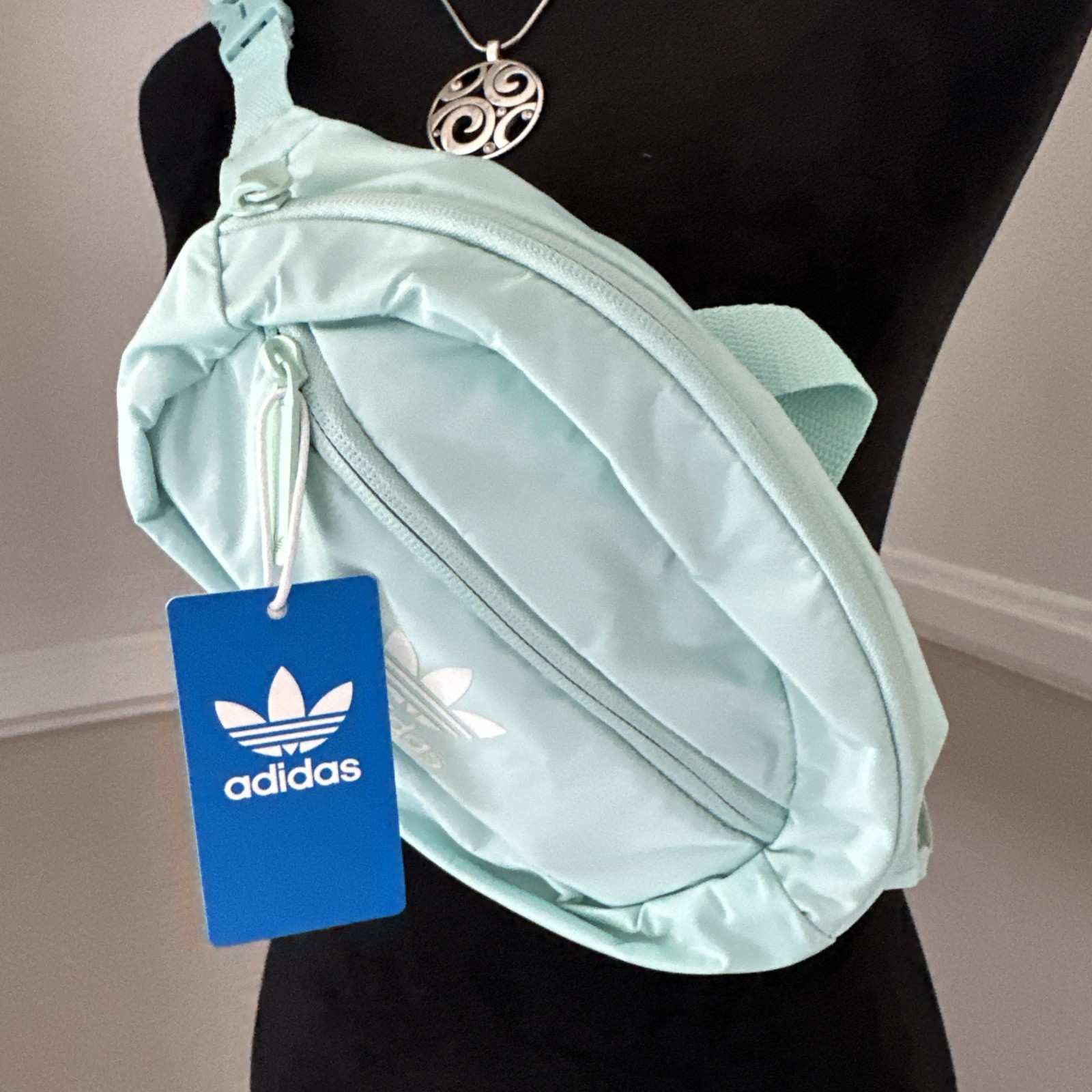 NWT Adidas Originals National Waist Crossbody Sling Bag Trefoil Logo Aqua Rare