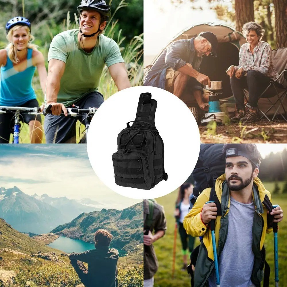 Mens Backpack Tactical Bag Sling Shoulder Molle Travel Chest Pack Outdoor Hiking