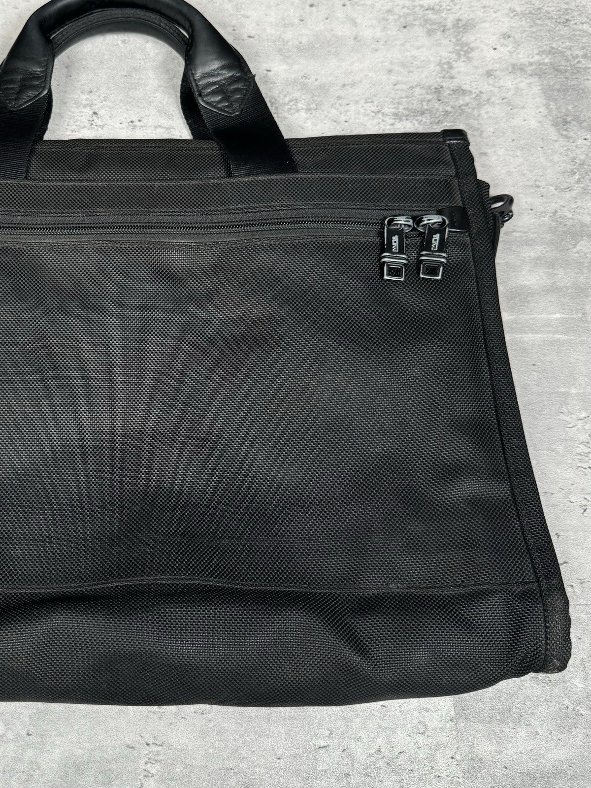 TUMI Business T-Pass Laptop Briefcase Black Ballistic Nylon – 15.5×12.5″