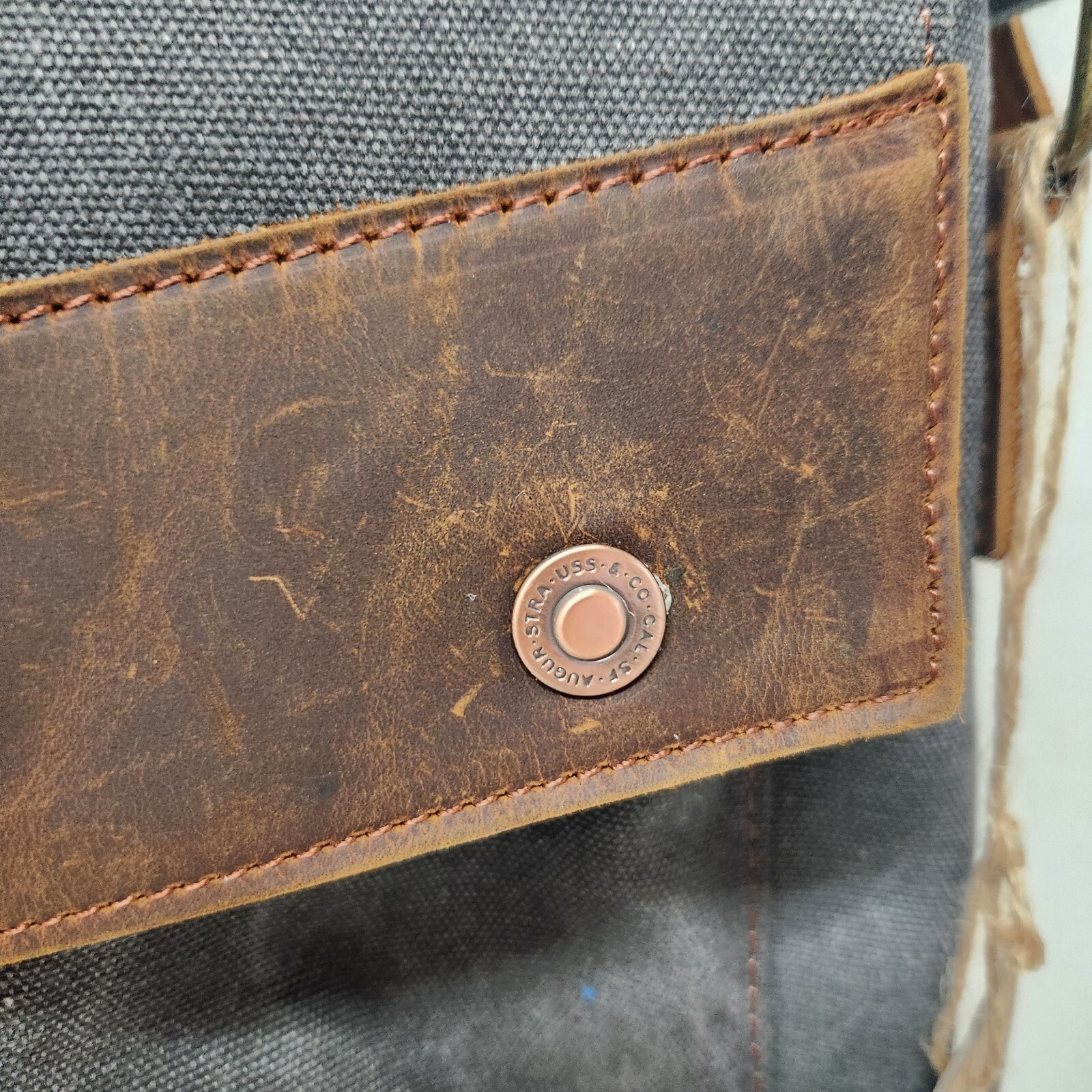 Augur Messenger Bag Leather Canvas Shoulder Crossbody Purse Grey #9088