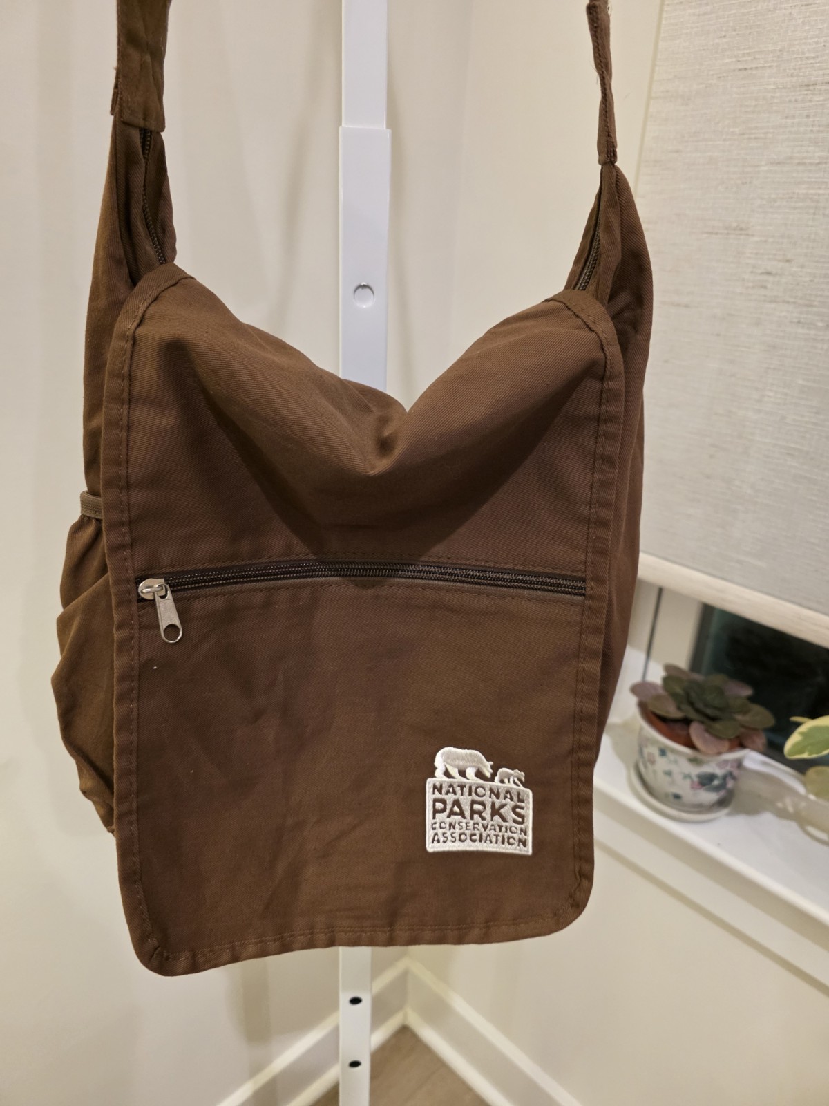 Cotton Brown Shoulder Flap Bag National Parks Conservation Assoc Logo
