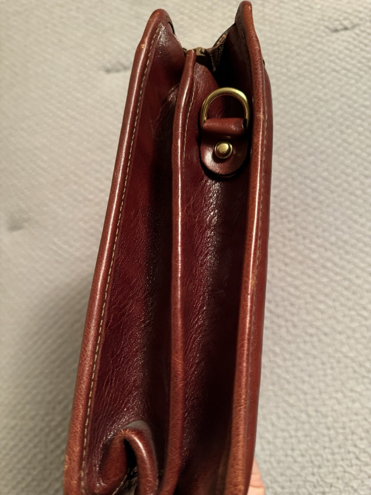 VTG Jack Georges Leather Sienna Cherry Briefcase Messenger Hand Made