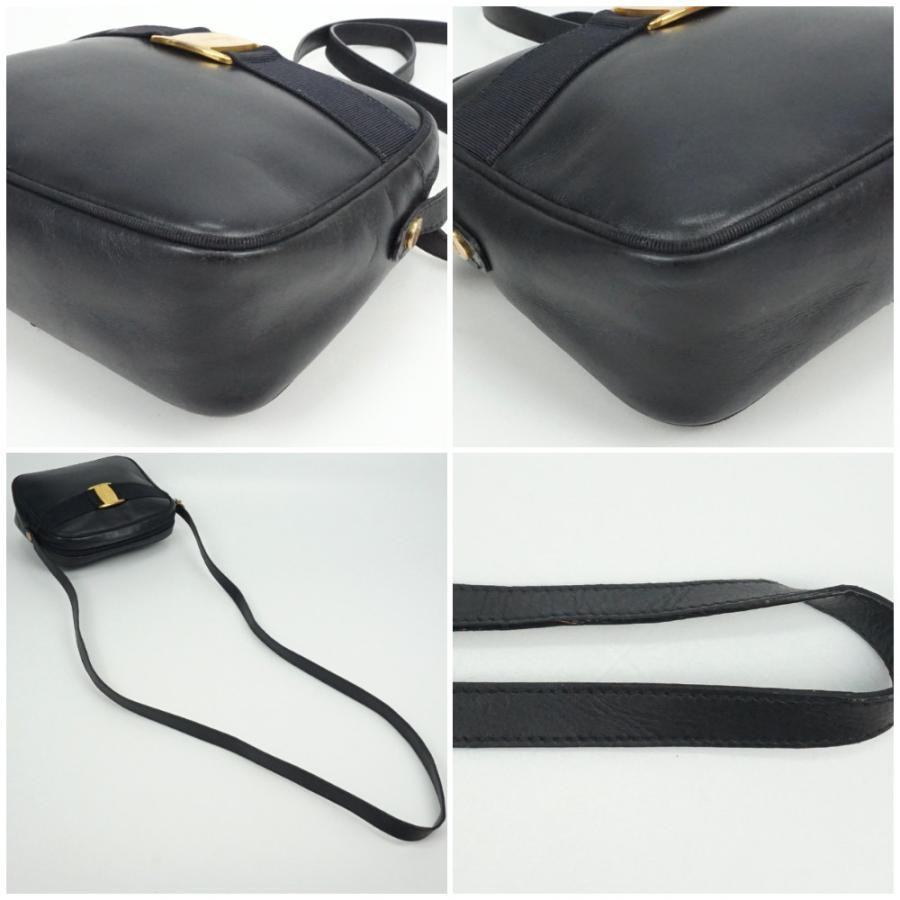 Ferragamo Vara Mini/Micro Shoulder Bag Black Leather W8.2in x H6.3in x D2.5in