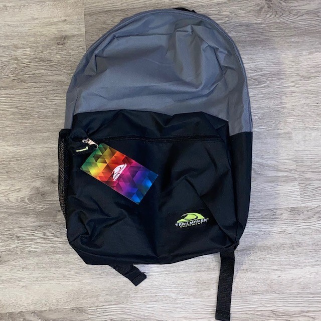 Trailmaker Equipment Backpack Mesh Pocket Black Gray School Hike
