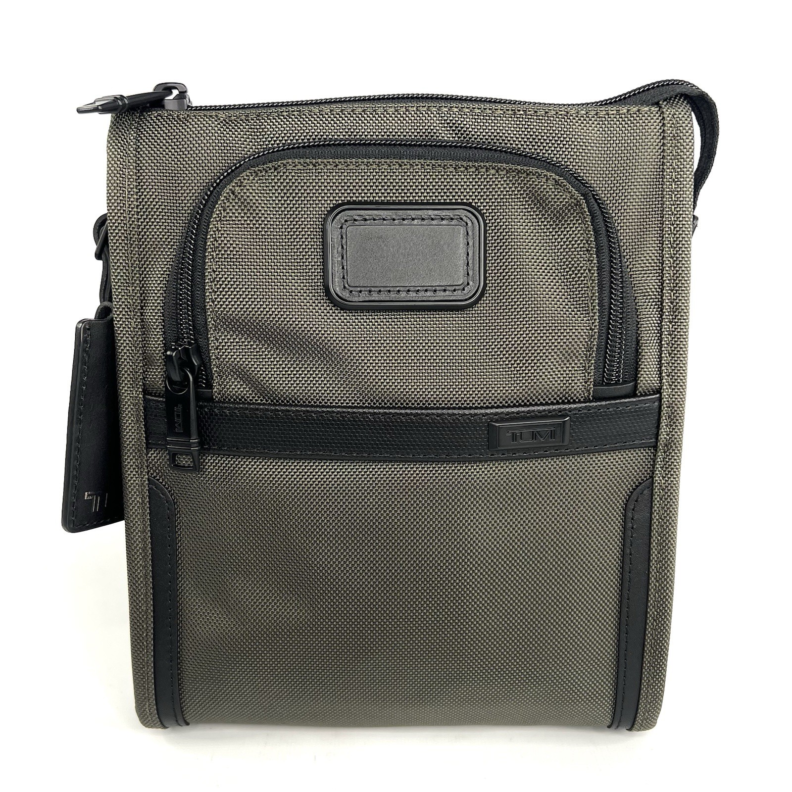 TUMI Alpha 3 Pocket Bag Olive Night Green and Black Crossbody Ballistic Nylon
