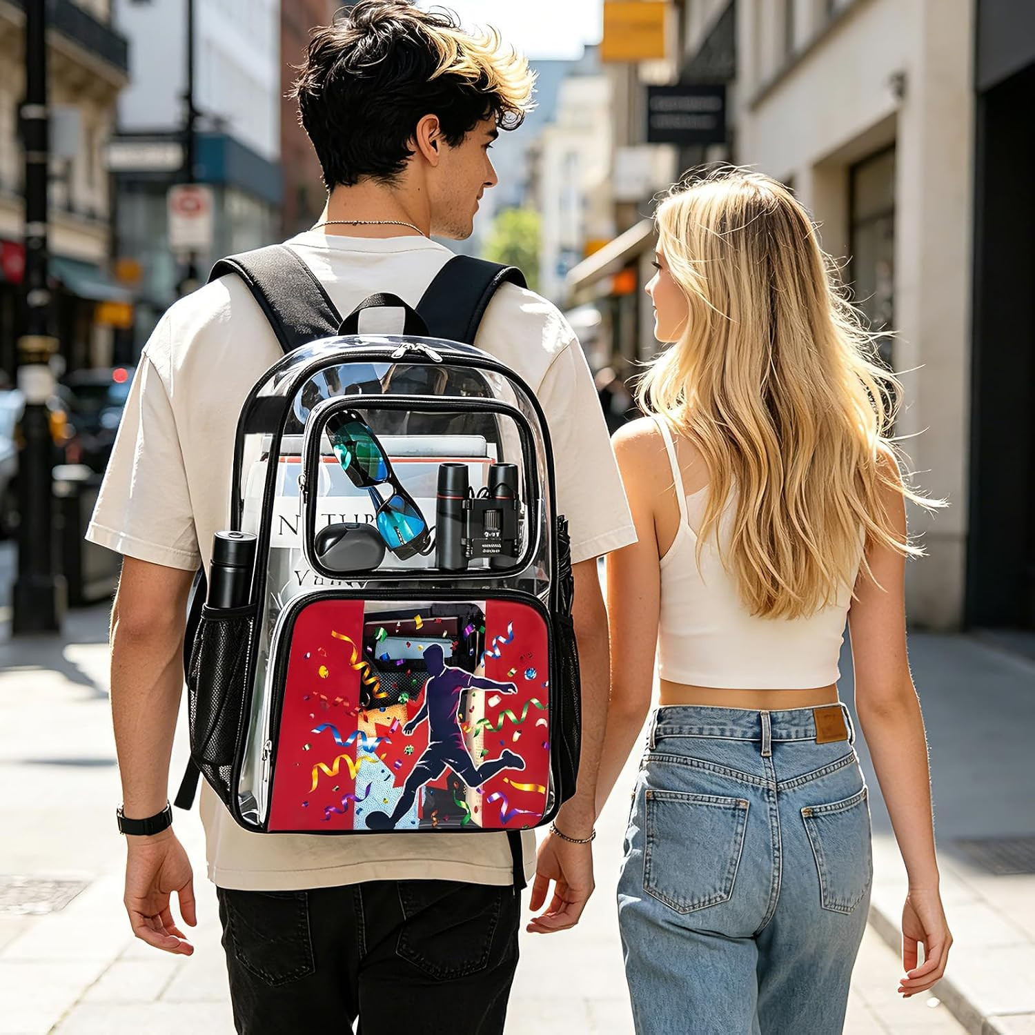 Clear Backpack for Women Men,Heavy Duty PVC Transparent See through Backpack,Lar
