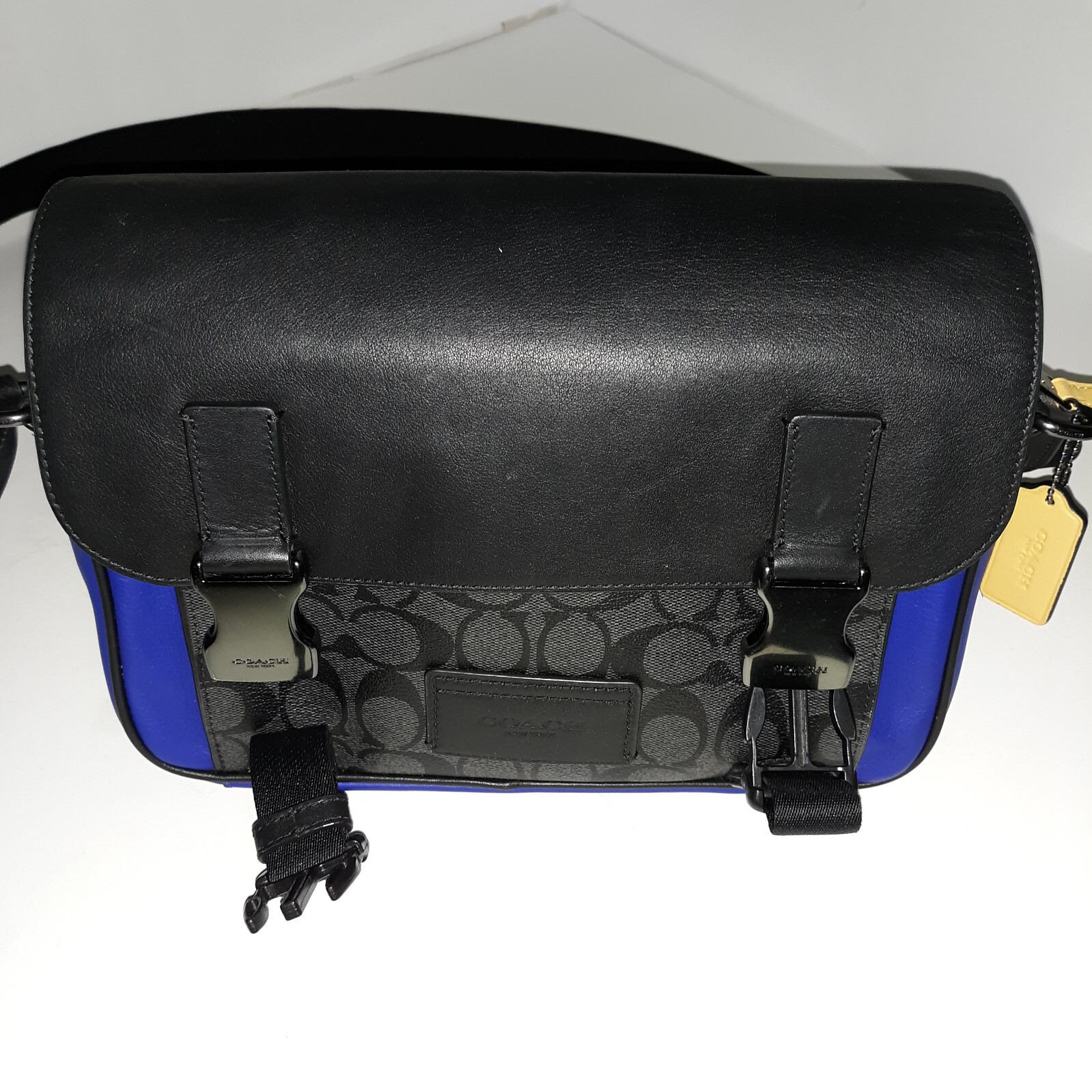 Coach Track Crossbody Messenger Signature Color Block Bag Calf Leather Ext Pkts