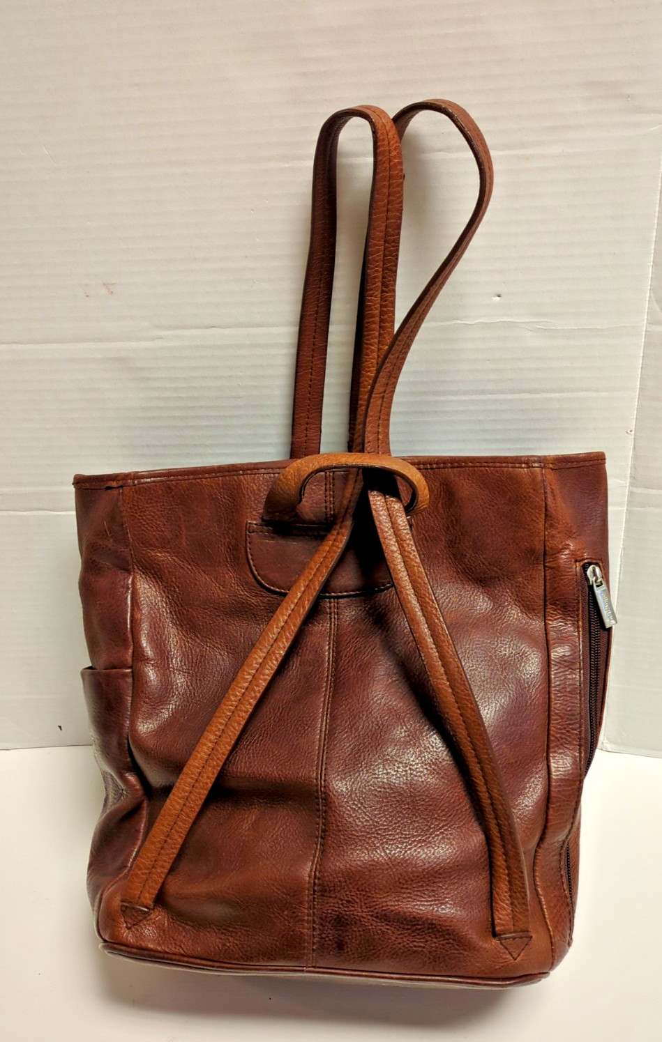 Ellington Portland Oregon Small Brown Leather Backpack Key Clip & Inner Pocket