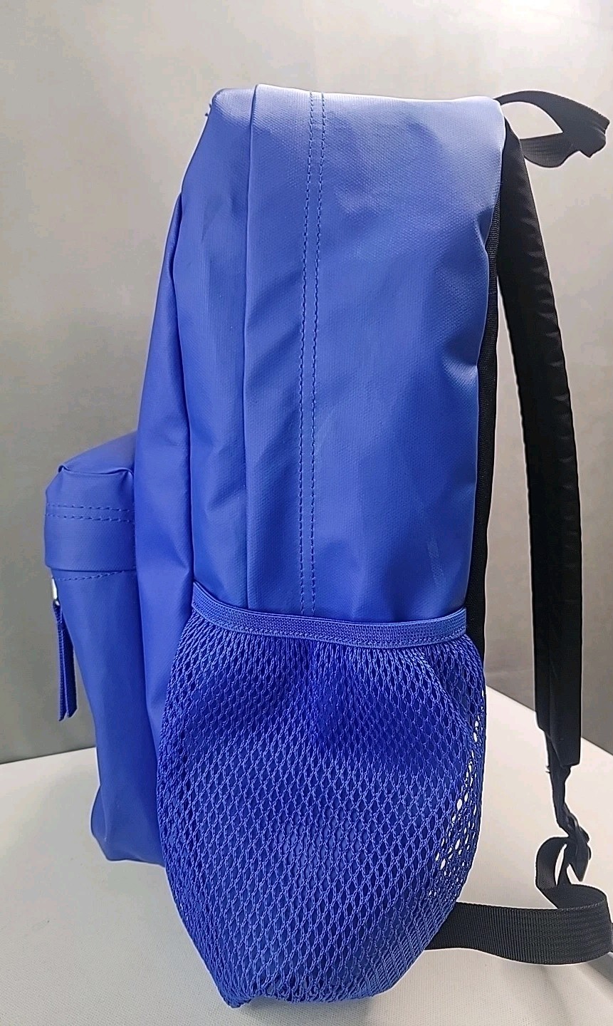 RARE JanSport Coated Royal Blue Backpack Hyperbreak Bag Water Bottle Holder