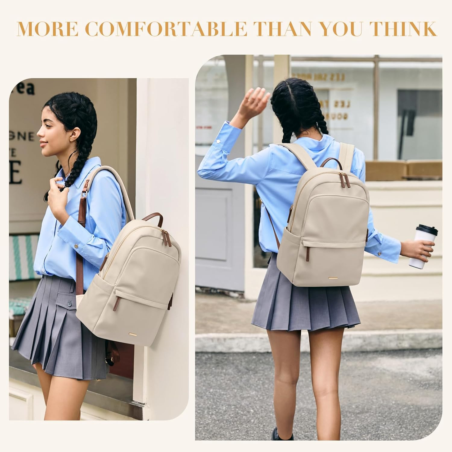 Stylish Apricot Women’s Laptop Backpack for Work, Travel & College – Fits 14″ La
