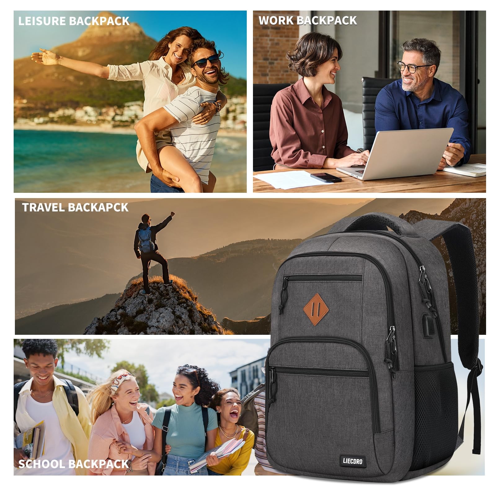 Black Backpacks for Men, Backpack for School, School Backpack for Boys Teens,…