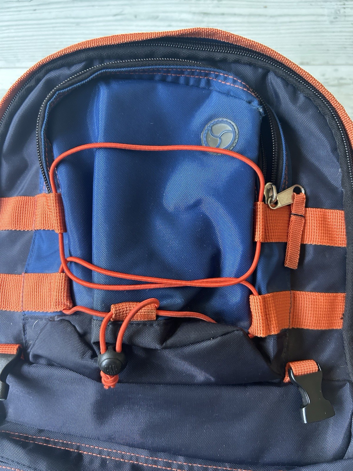 Vintage GAP Technical Backpack Blue Orange Bungee Cord Gorpcore Hiking Bookbag