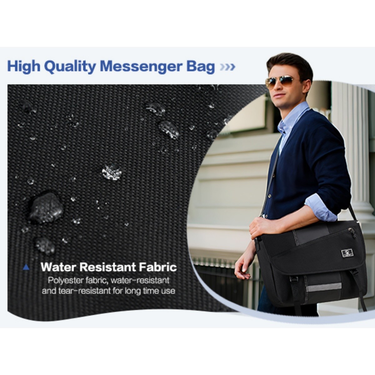 OIWAS Black Messenger Bag 17″ School Shoulder Bag Laptop Crossbody Bag Case