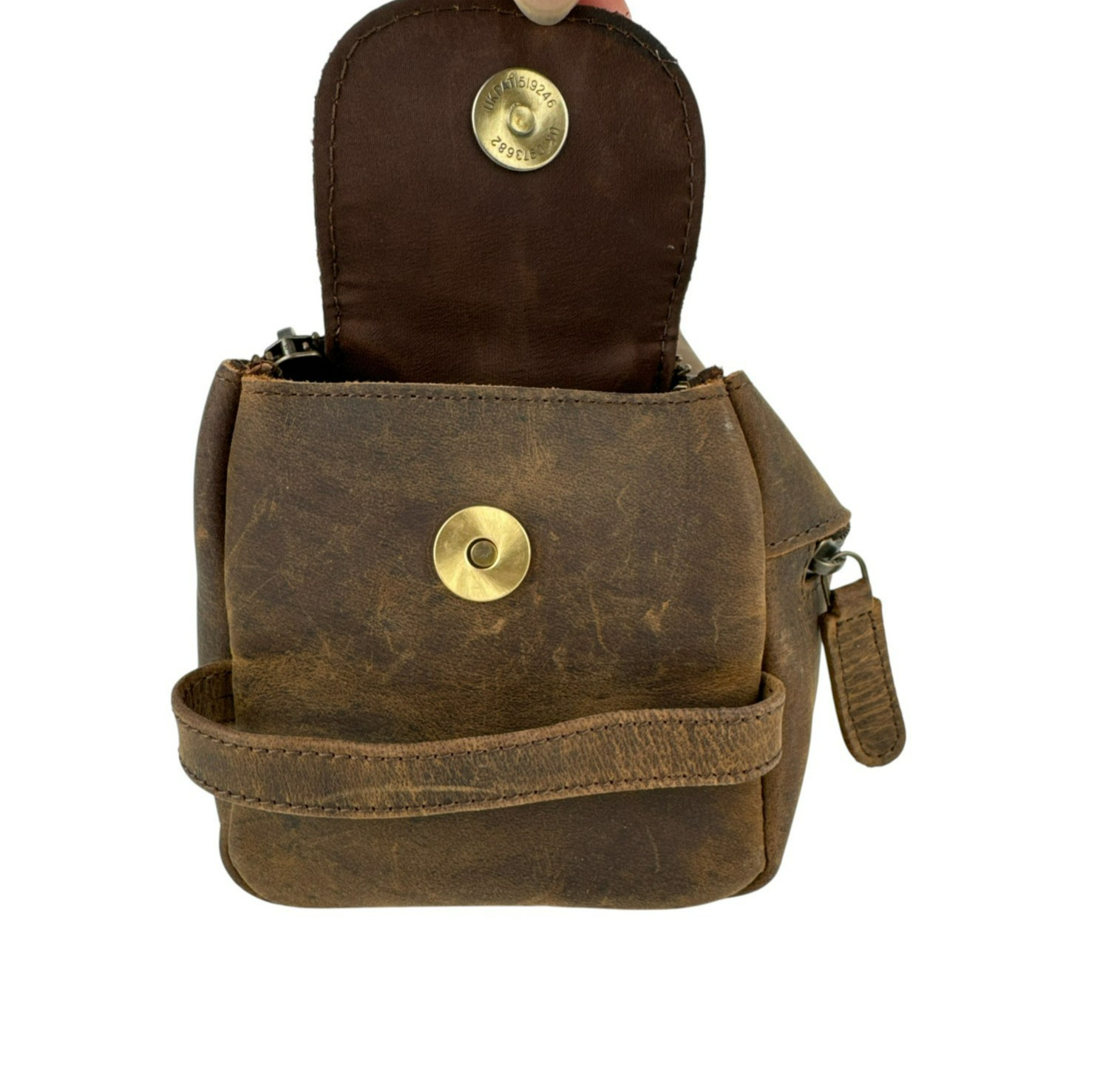KomalC Men’s Toiletry Travel Bag Brown Buffalo Distressed Leather Dopp Kit