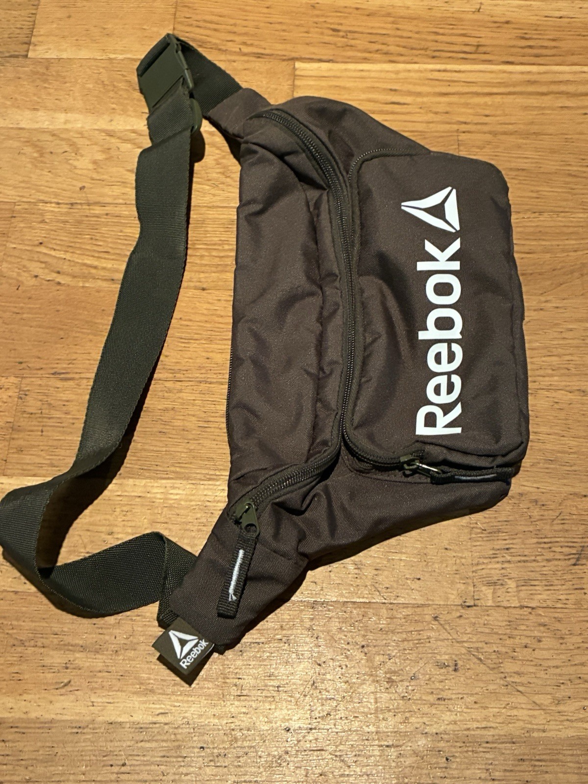 Reebok Waist Bag Fanny Pack Adjustable Strap Dark Brown/Olive Green Casual Clean