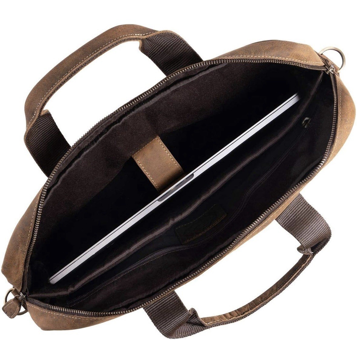KomalC 16 Inch Leather briefcases Laptop Messenger Bags for Men and Women 