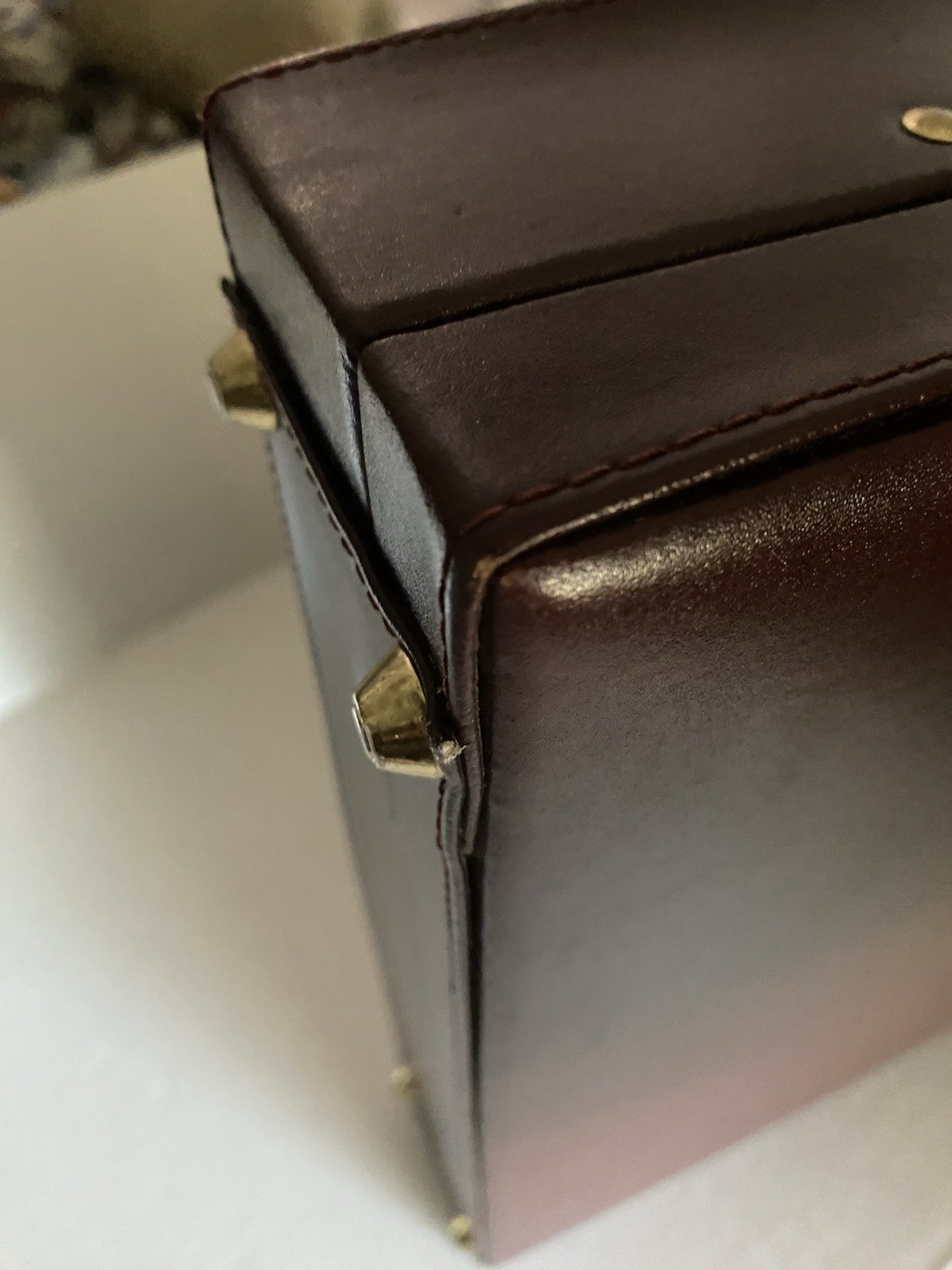 Vintage Leather Combination Lock Briefcase Hardshell Attache Business Case