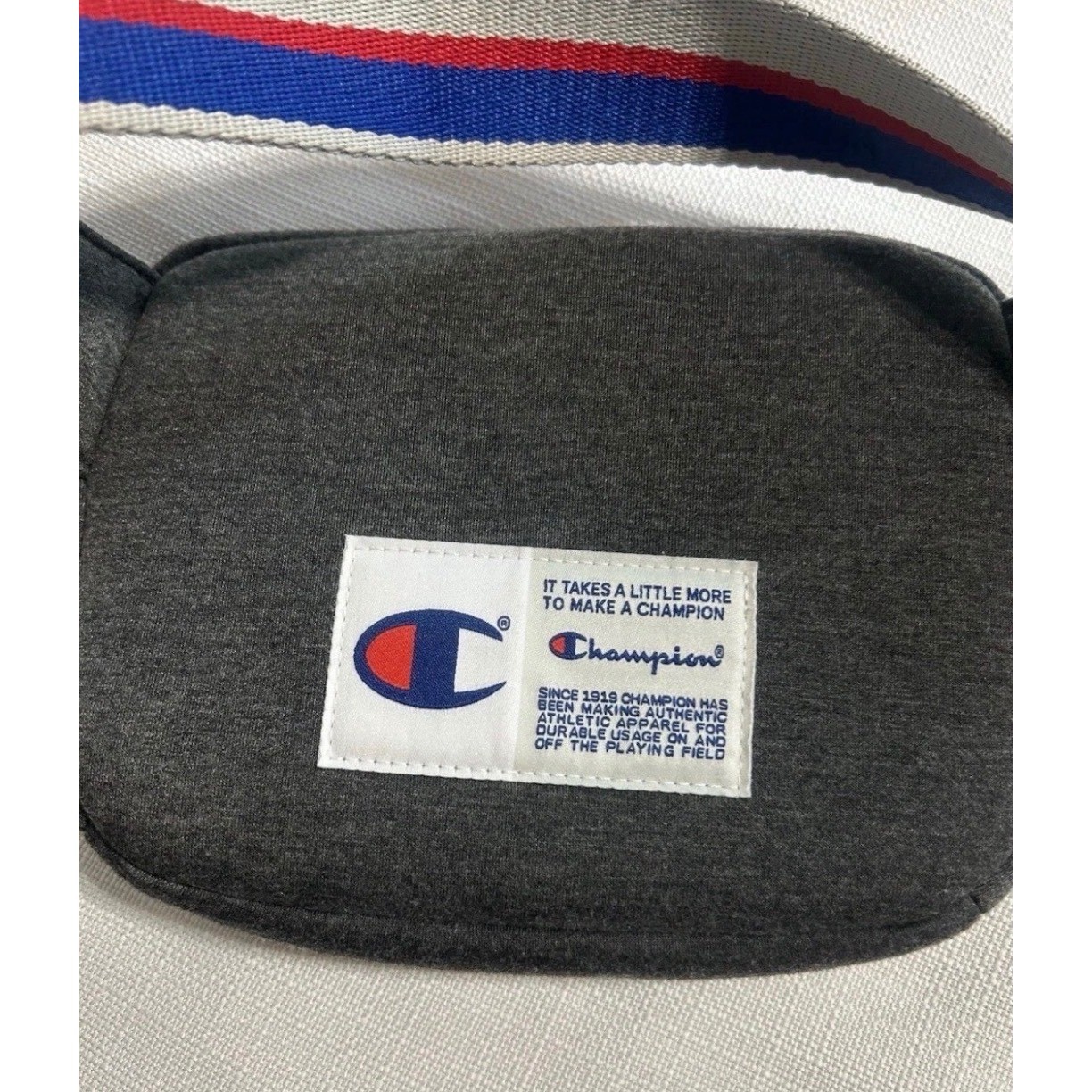 Champion Heritage Jersey Waist Bag Charcoal Heather Gray Striped Fanny Pack